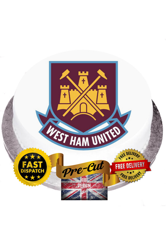 Football themed Westham Edible pre-cut cake topper, Large edible topper 7″x6.5″