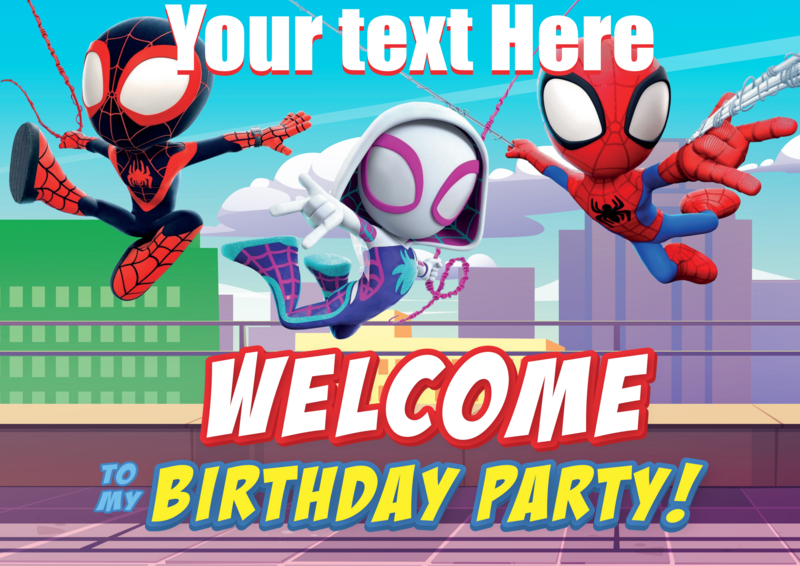 Spidey themed welcome to my party poster