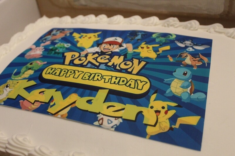 A4 Personalised Pokemon themed icing/fondant topper