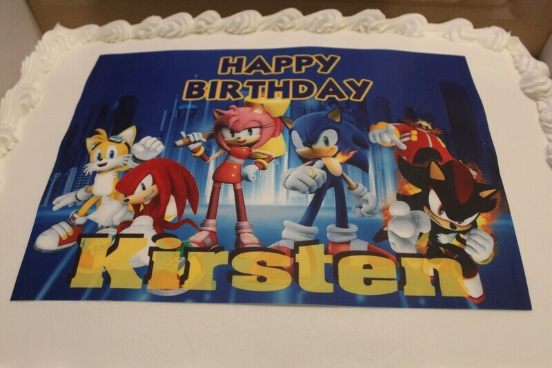A4 Personalised Sonic themed icing/fondant topper