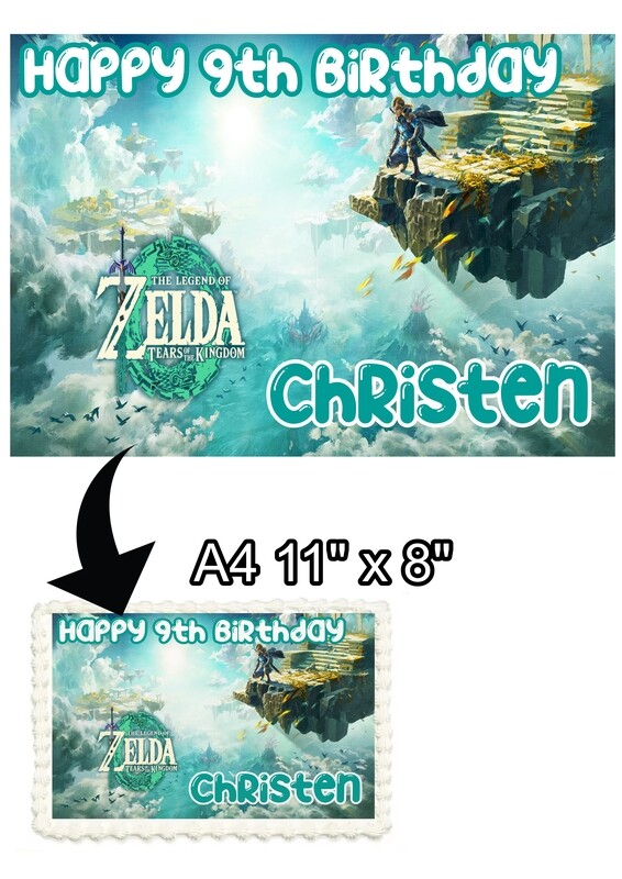 A4 Personalised Zelda themed icing/fondant topper