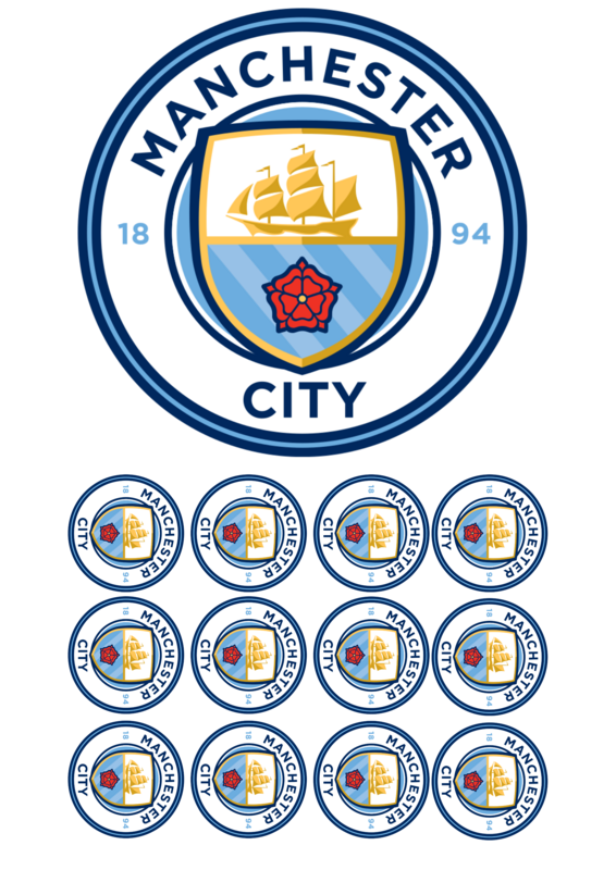 Football themed Manchester city Edible icing toppers