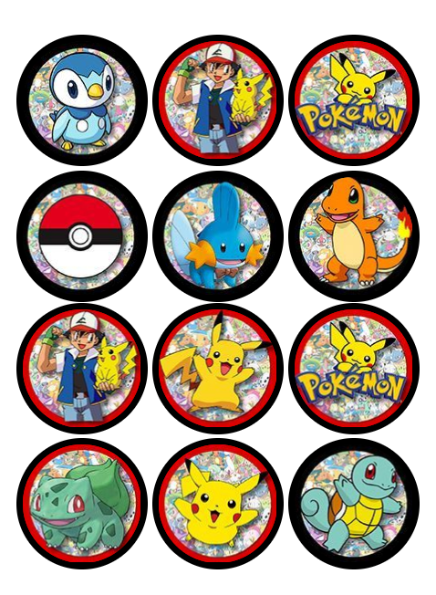 Edible Pokémon Cupcake Toppers – Set of 12