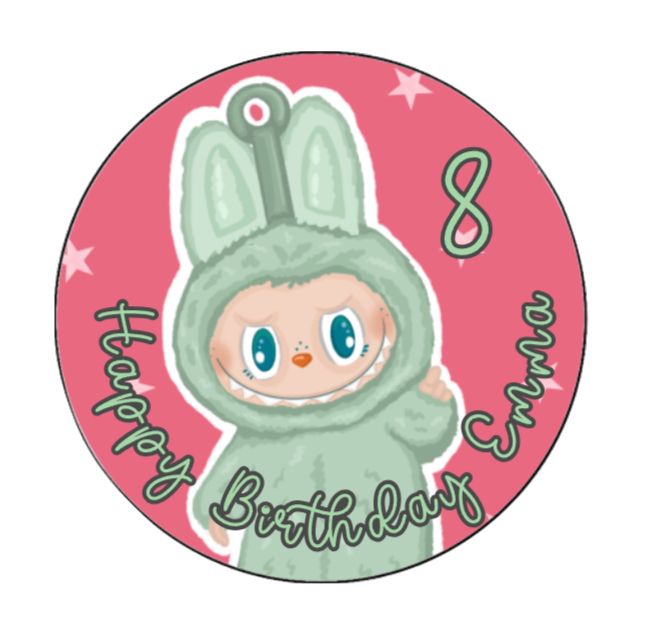 Labubu personalised edible cake topper | any age name Labubu 7.5 inch topper