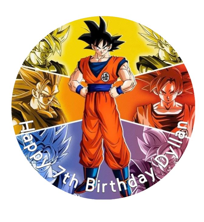 Dragon Ball Z Themed edible cake topper | Any name Dragfon Ball Z 7.5 inch topper