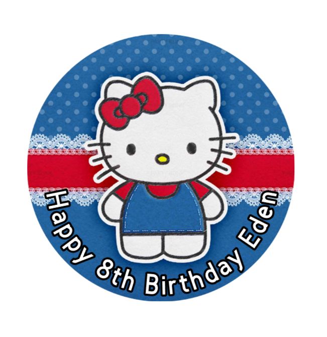Hello Kitty themed personalised cake topper | any age name Hello Kitty 7.5 inch topper