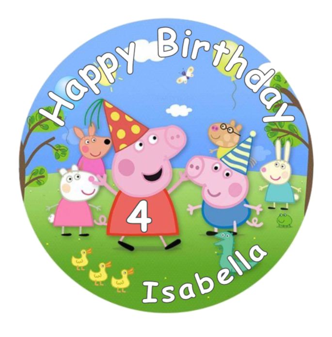 Peppa Pig Themed Topper any age any name 7.5"