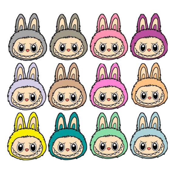 Labubu Head Cupcake Icing toppers 12 x approx 2inch pre-cut
