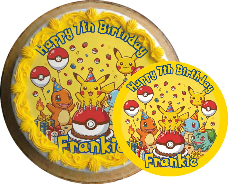 Personalized Pokemon Edible Cake &amp; Cupcake Toppers
