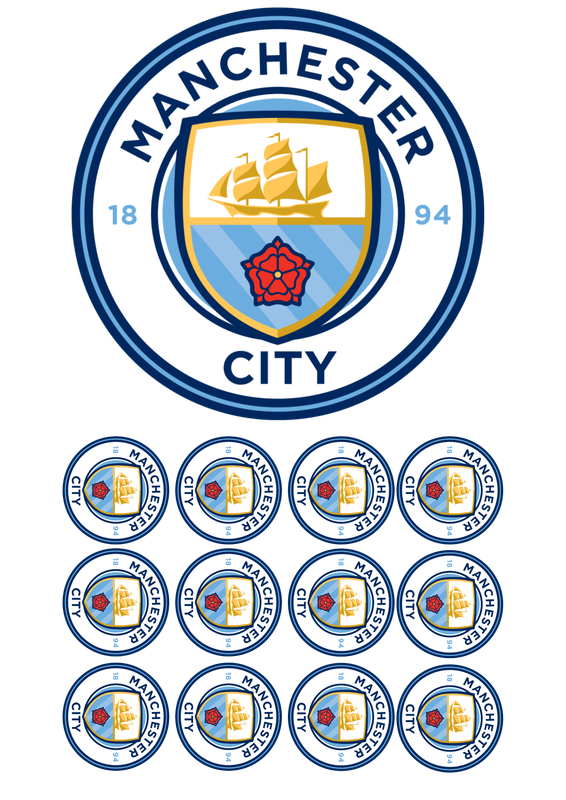 Football themed Manchester city Edible icing toppers