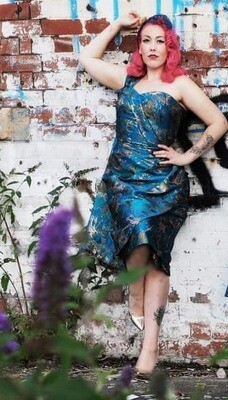 'Paula' Turquoise Brocade Wiggle Dress