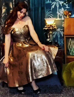 'Isabel' Gold Metallic Brocade Gown
