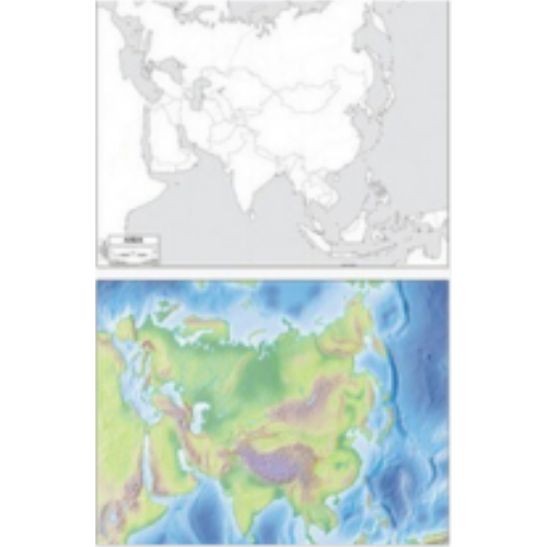 Asia Map 23x26 Laminated (double-sided outline)