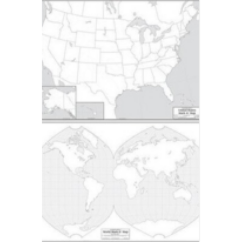 Map: Double Sided USA/World, laminated