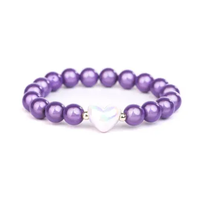 Armband - Magic Beads Herz 10mm - violett