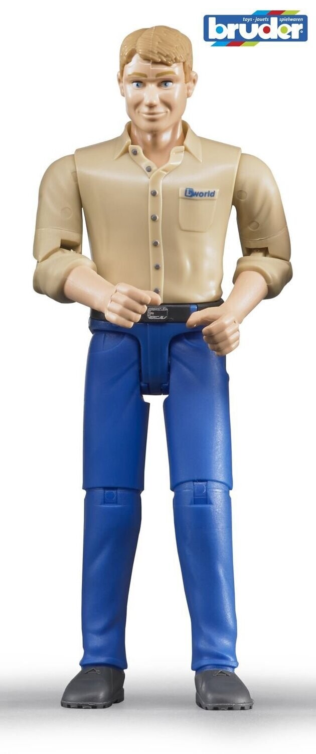 Mann mit hellem Hattyp und blauer Hose