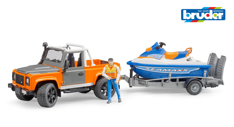 02599 Land Rover Defender Pick up mit Anhänger, Waterjet und Figur 02599 Land Rover Defender Pick up mit Anhänger, Waterjet und Figur