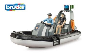 62733 Bworld Polizei Schlauchboot mit Rundumleuchte, 2 Figuren und Zubehör