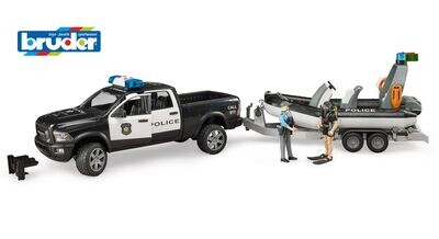 02507 RAM 2500 Polizei Pickup mit Light & Sound Modul, Polizist, Taucher, Anhänger und Boot