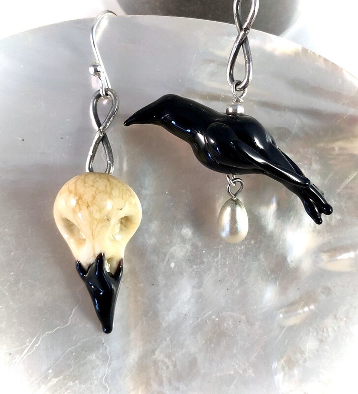 Crow And Skull Earrings