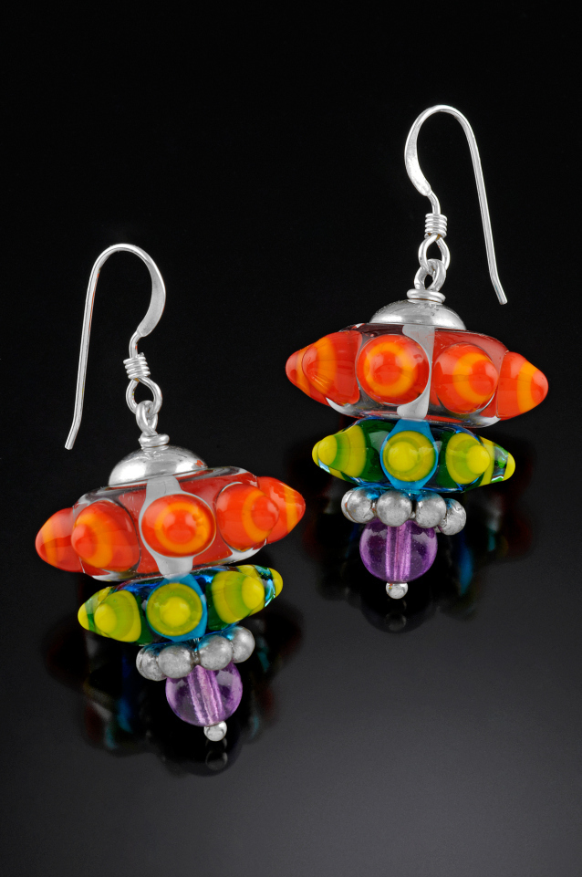 Colorful cone earrings
