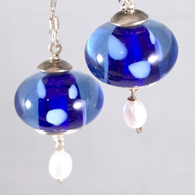 Blue encased earrings