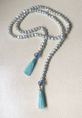 Freshwater Pearl Rope Blue