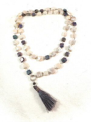 Pearl Squares Long Necklace