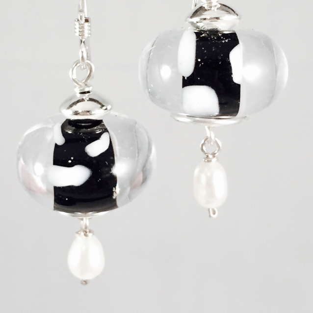 Black encased earrings
