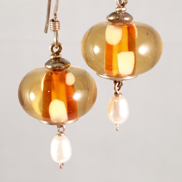 Amber encased earrings