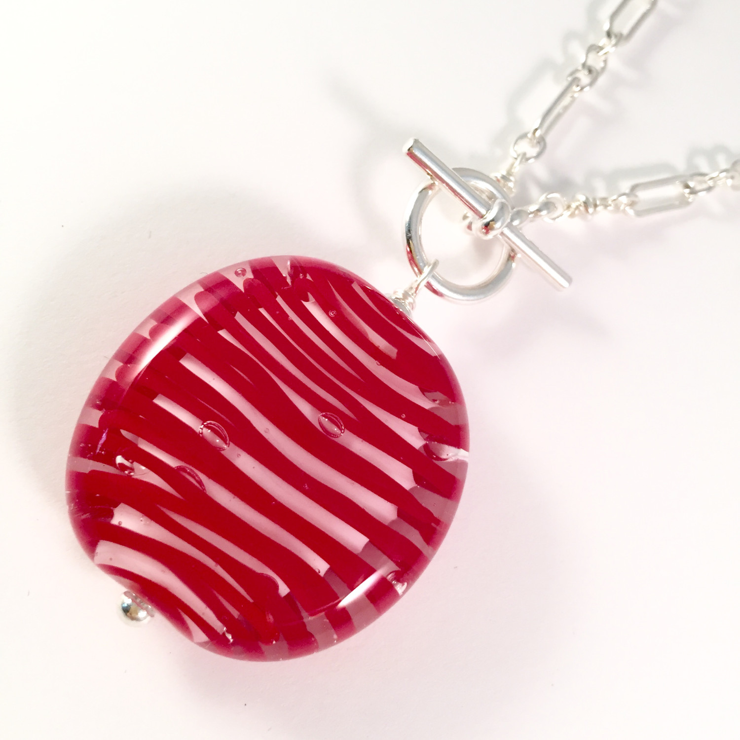 red spiral toggle necklace