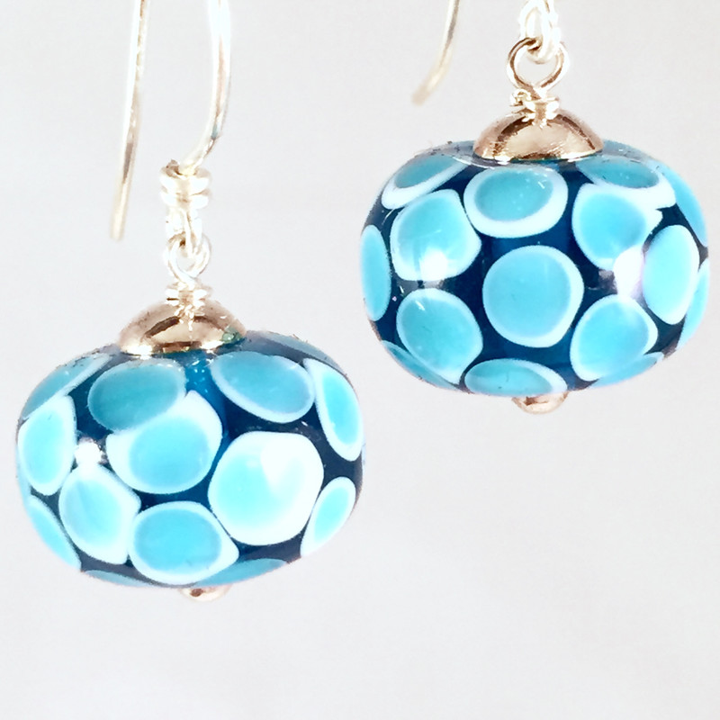 Smooth Aqua spot earrings