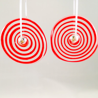 Red spiral earrings