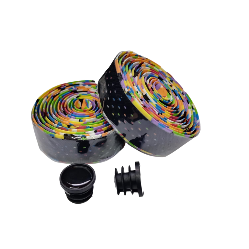 Ombre Handlebar Tape DropDot Two Tone Border, Color: Black &amp; Rainbow