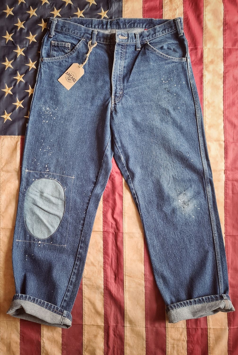 Jeans Dickies Vintage Custom - Stile Workwear con Patch &amp; Paint Splatter