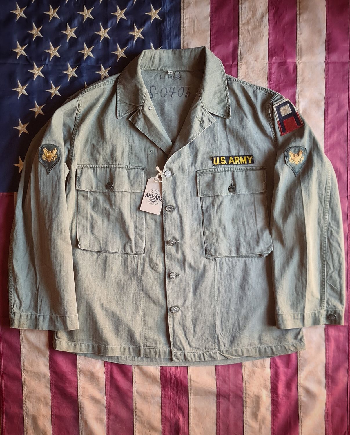 US Army shirt P-43 / HBT 13 stars buttons WW2 era