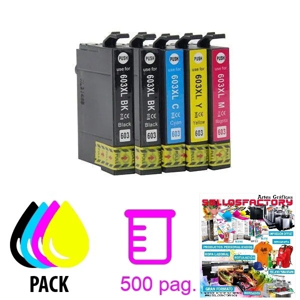 Compatible Pack 5 x Tinta EPSON 603XL para XP2100, XP2105, XP3100, XP3105, XP4100, XP4105, WF2810, WF2830, WF2850