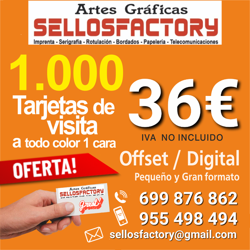 1000 TARJETAS DE VISITA 1 CARA COLOR BARATAS