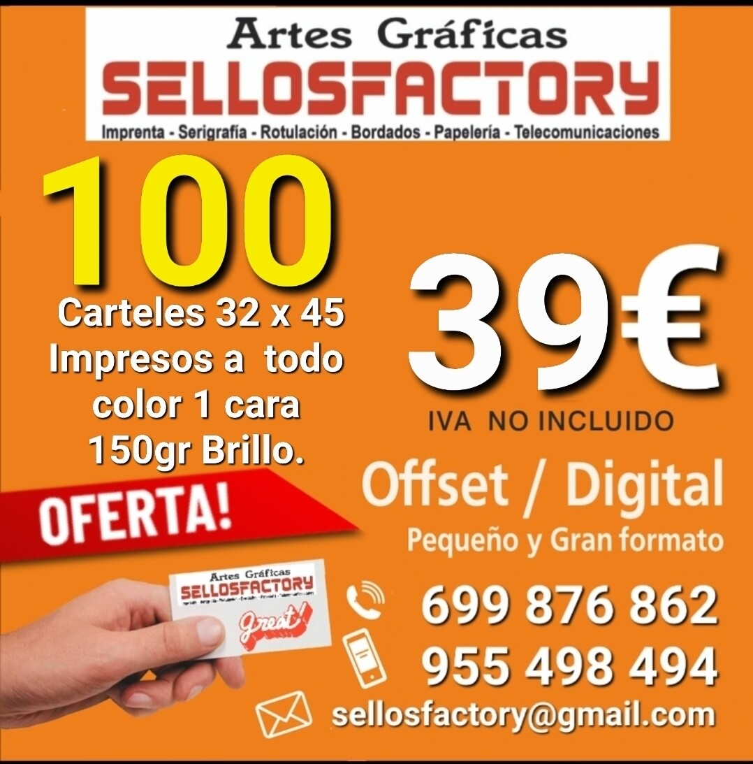 100 CARTELES 32 X 45 A TODO COLOR