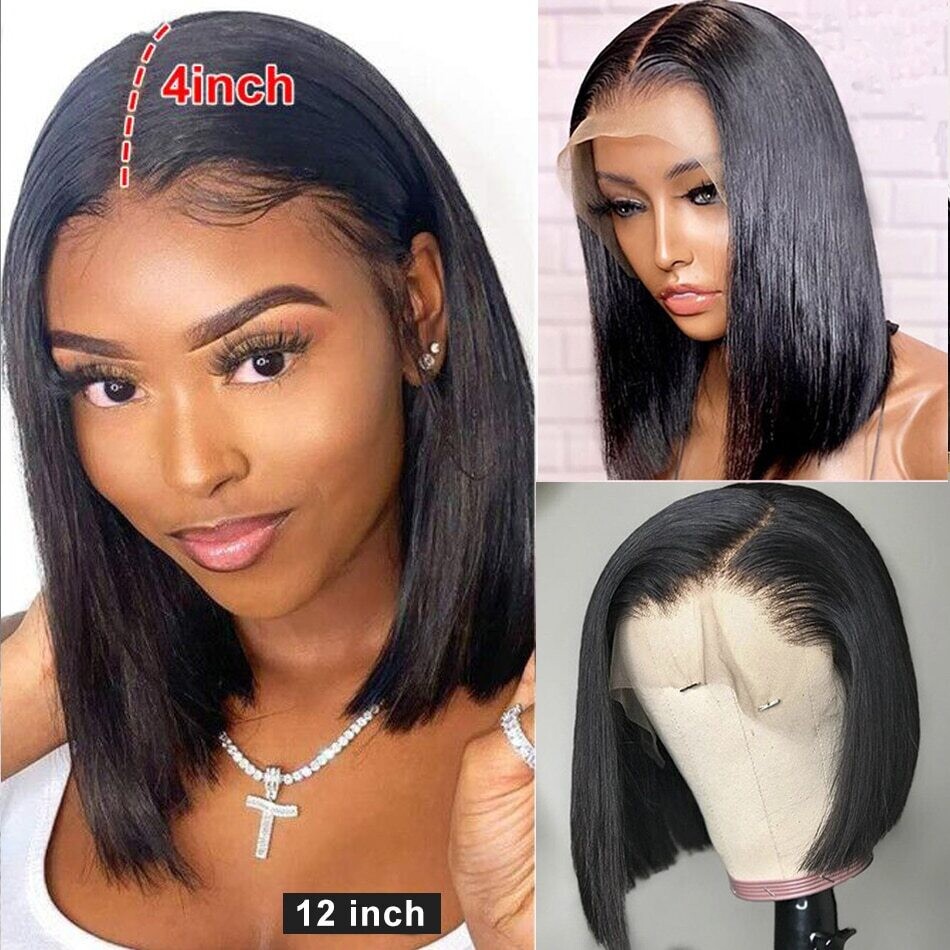 13x4 Straight Bob Wig Lace Front Human Hair Wig Plucked