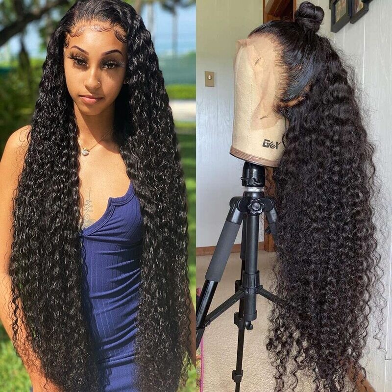 30 34 Inch Curly Full Lace Human Hair Wigs Wet And Wavy 13x4