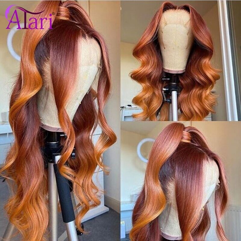Transparent Lace Wigs Ombre Colored Human Hair Wig Body Wave Lace