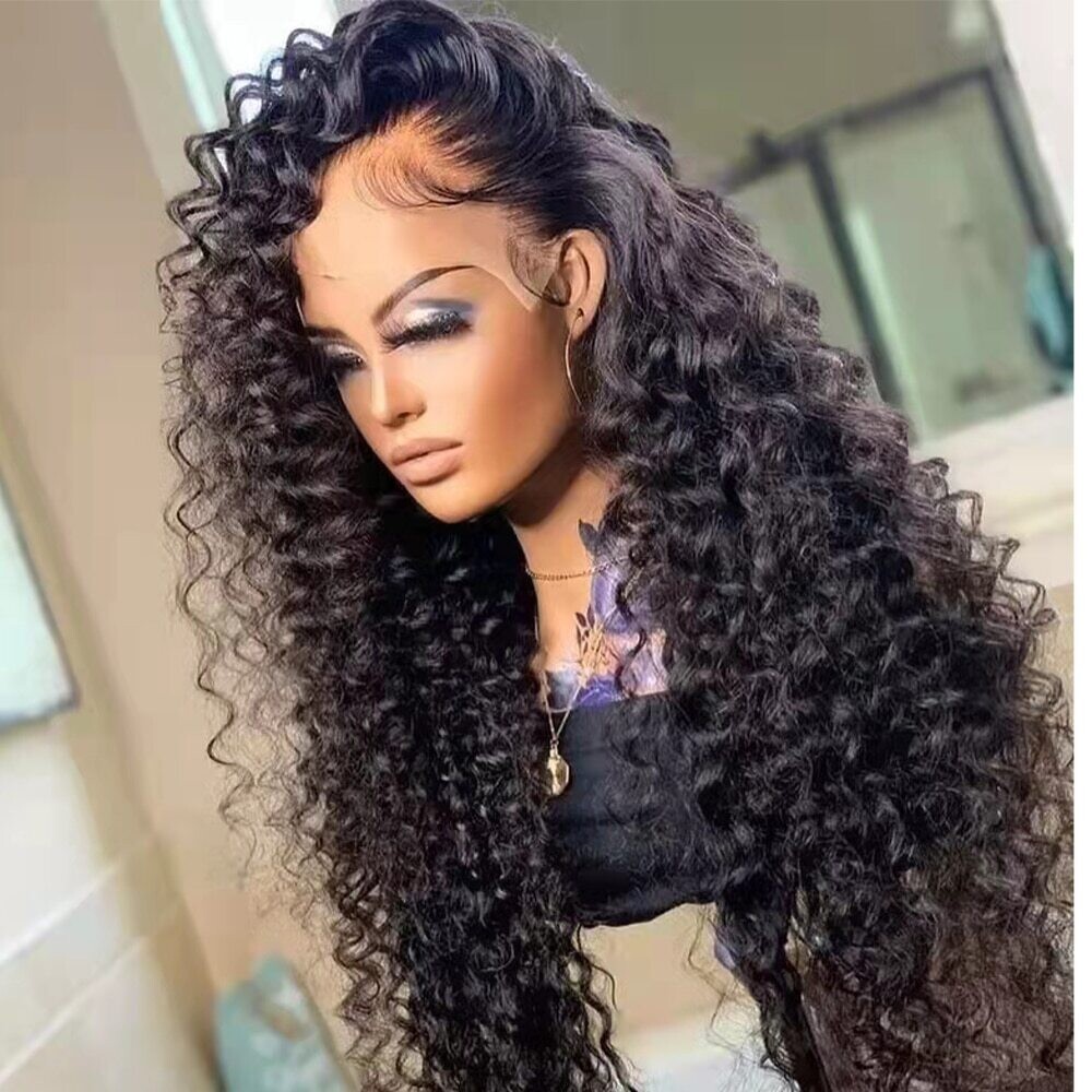 30 34 Inch Loose Deep Wave HD Frontal Wigs Curly Human Hair