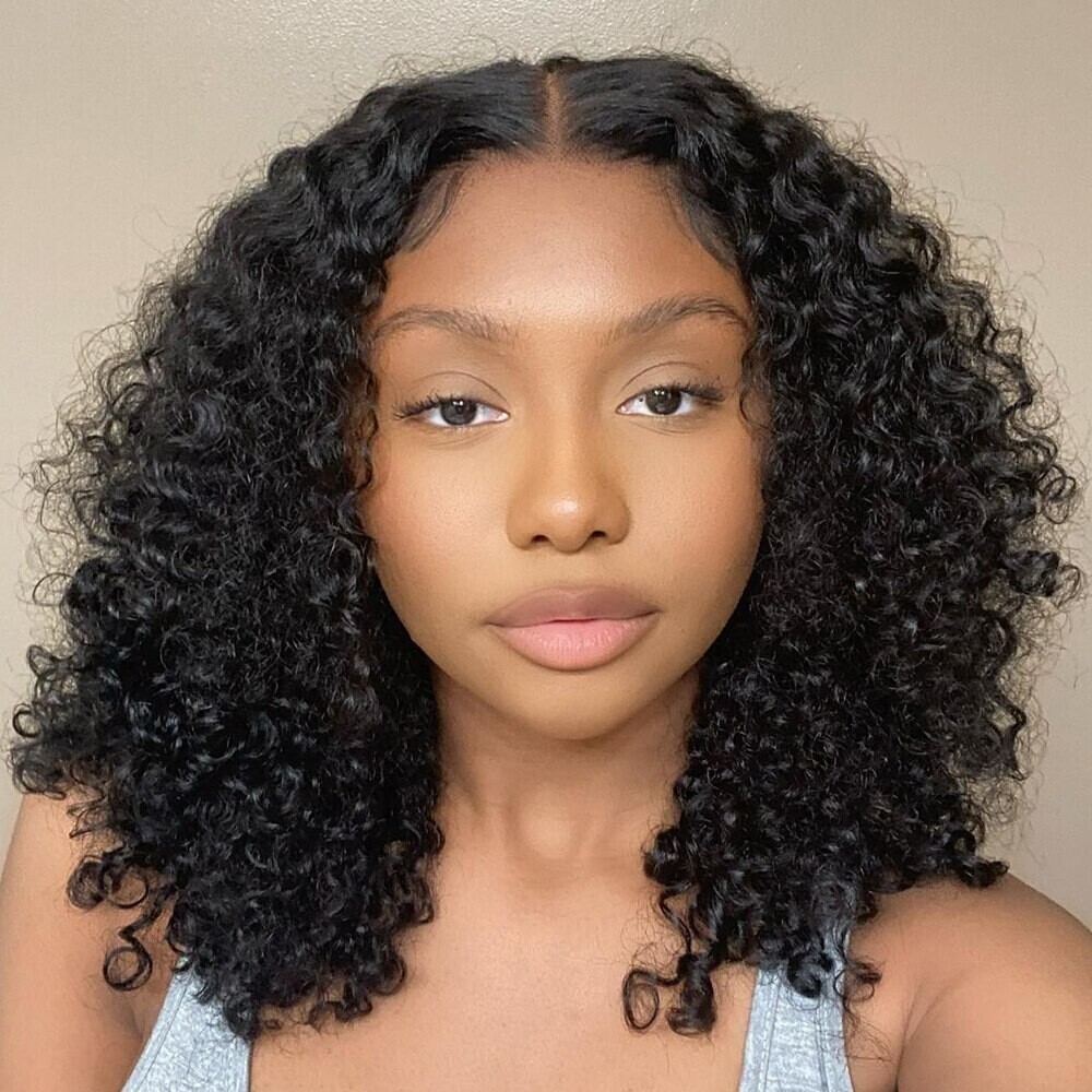Sogreat Short Bob Curly Human Hair Wigs Pre Plucked