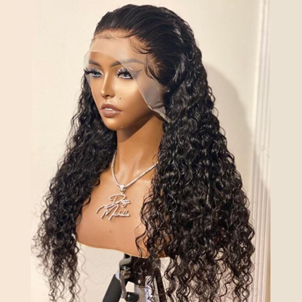 180 Density Long Kinky Curly Black Lace Front Wig For Black Women