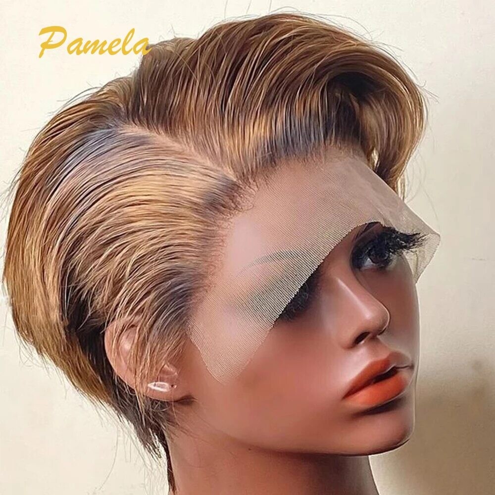 Ombre Human Hair Wig Short Wigs Highlight Pre Plucked
