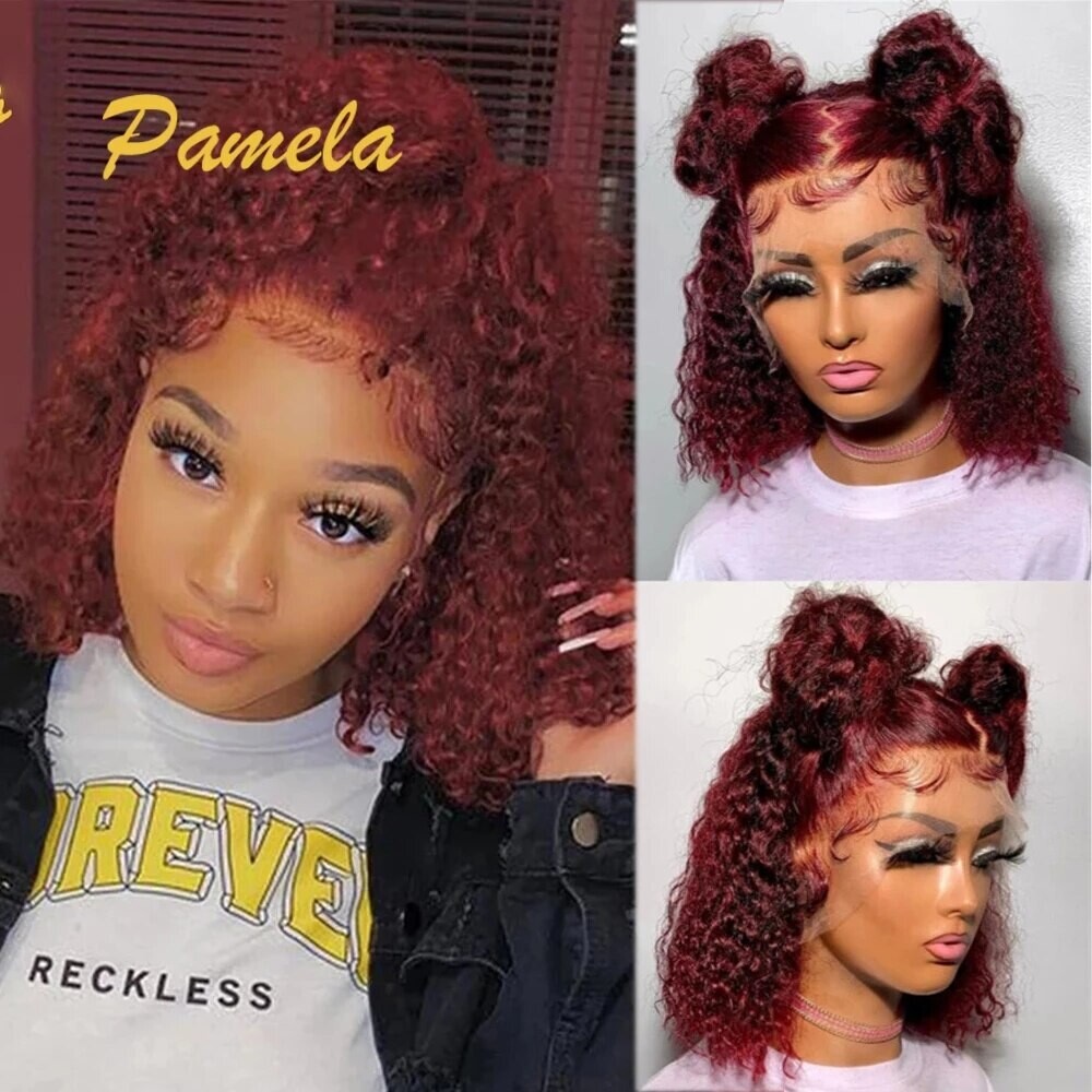 99j Colored Lace Front Human Hair Wigs 13x4 Transparent