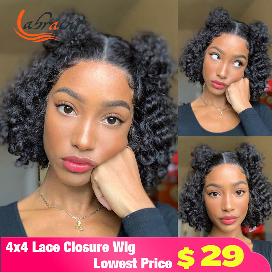 13x6 Lace Frontal Curly Bob 4x4 Closure Human Hair Wigs Brazilian