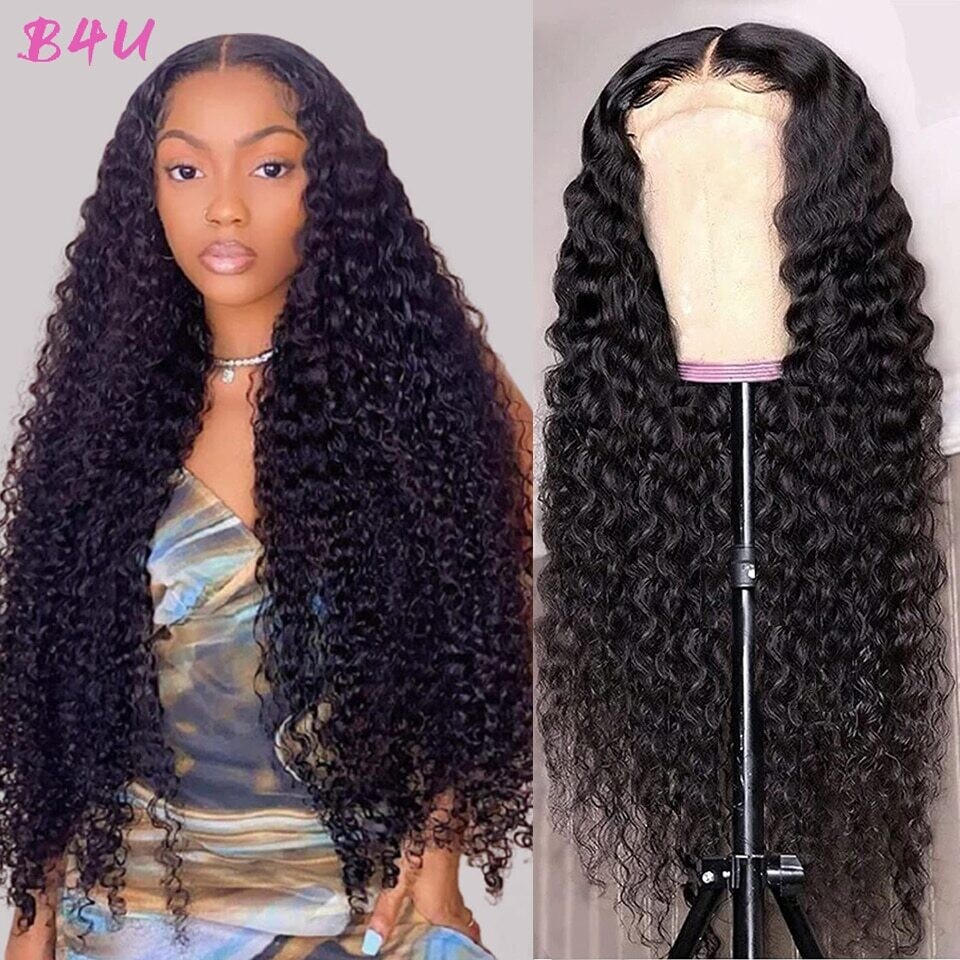 B4U Deep Wave Lace Front Wigs Human Hair Deep Wave 13x4