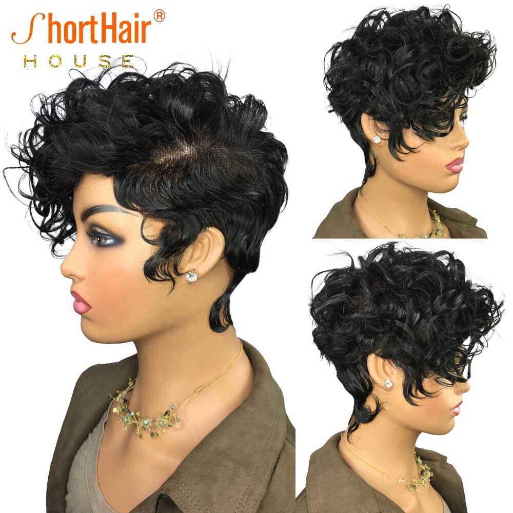 Short Curly Human Hair Wigs For Girls 13x6x1 Pxie Cut Lace Front Wigs